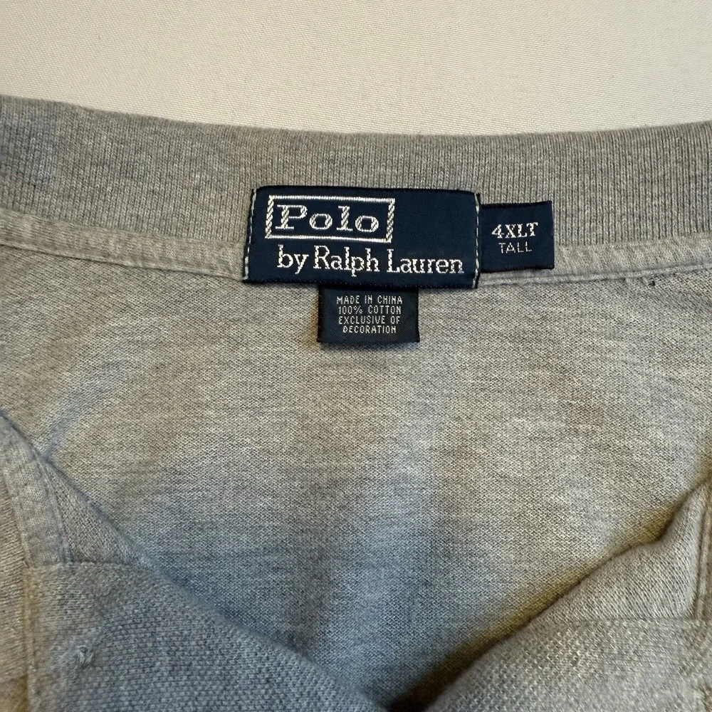 Polo Ralph Lauren Shirt Gray 4XL Cotton Workwear Casual Short Sleeve Big Tall